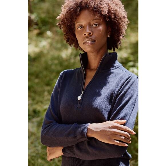 Kilte The Taylor Quarter Zip Cashmere Cotton Blend Sweater Size 2 Medium - Picture 6 of 13